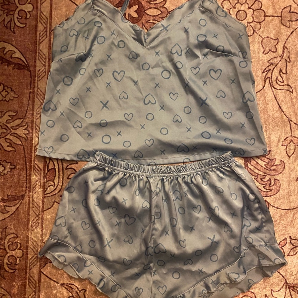 Women's Blue Heart Print Sleepwear Set